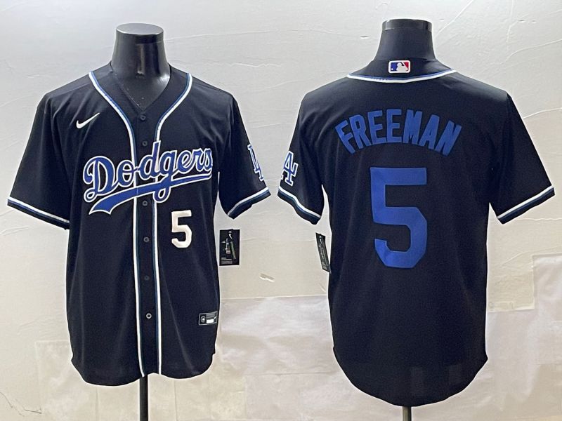Men 2025 Los Angeles Dodgers #5 Freeman Black Three generations Fashion Nike MLB Jersey style 9->los angeles dodgers->MLB Jersey